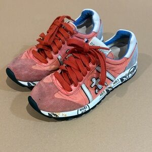 Premiata Italian Lucy Red and Gray Women's Sneakers